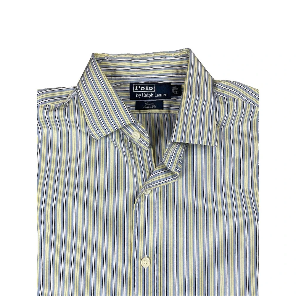 Polo Ralph Lauren Dress Shirt  Mens 17-35 Striped‎ Regent Custom Fit Long Sleeve